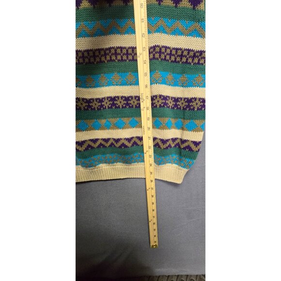 Vintage Fair Isle Grandpa Sweater 80s Benetton Ireland Striped Crewneck Sweater - Picture 7 of 8